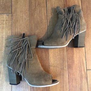Mia open toe fringe booties